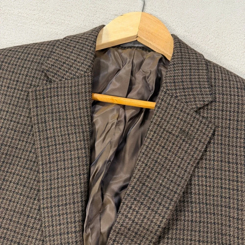 NEW Lauren Ralph Lauren Mens 42R Brown Houndstooth Wool 2-Button Blazer Jacket